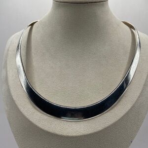 Sterling Silver 925 Collar Cuff Neck Wire Necklace 16”L Minimalist Contemporary